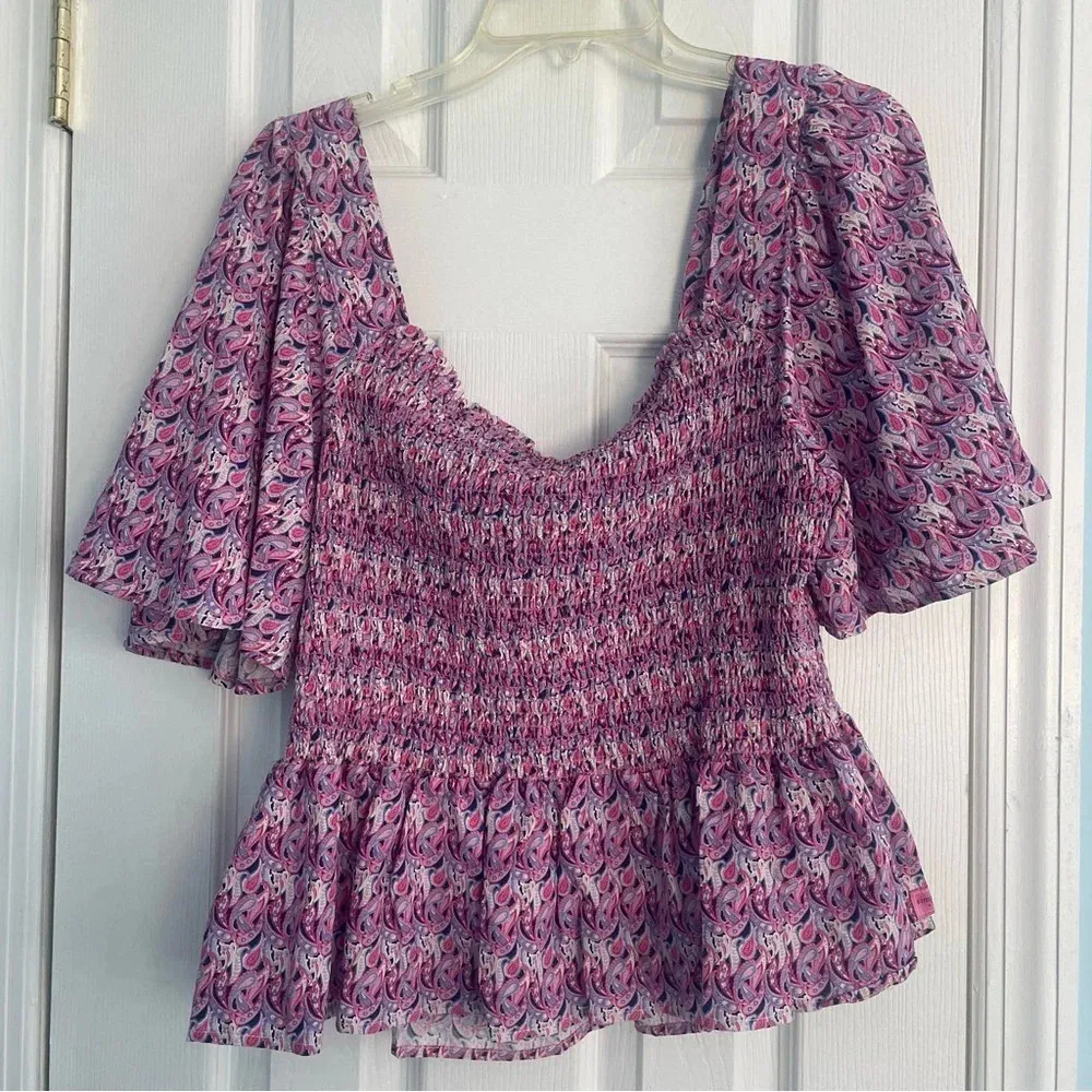Simply Southern Women’s  Paisley Flared Patterned Purple and Pink Blouse Sz XL - Image 7