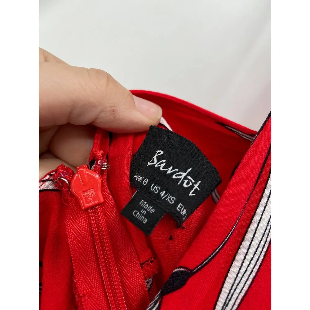 Bardot Amelia Red Floral Print Lace Up V-Neck Sleeveless Midi Dress Size 4 - Image 5