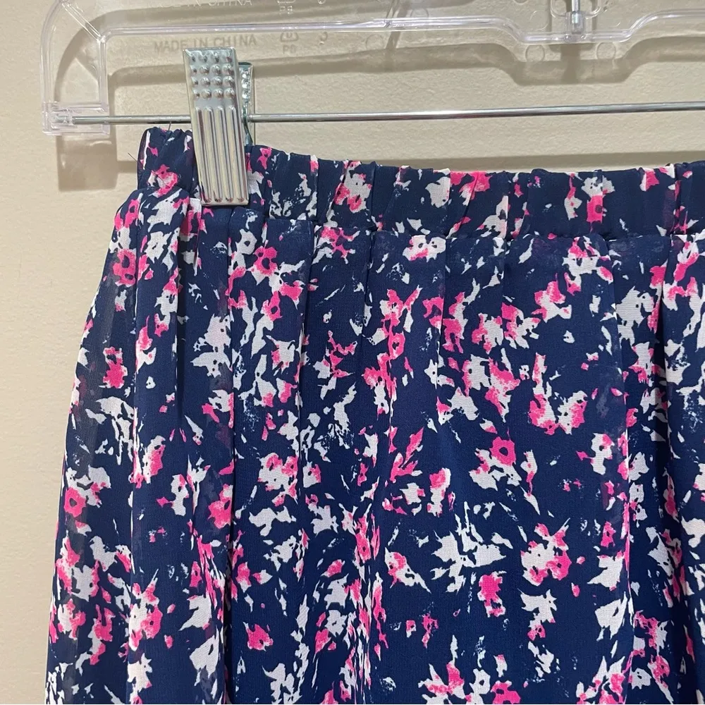 Aqua flowy floral mini skirt blue pink size XS - Image 6