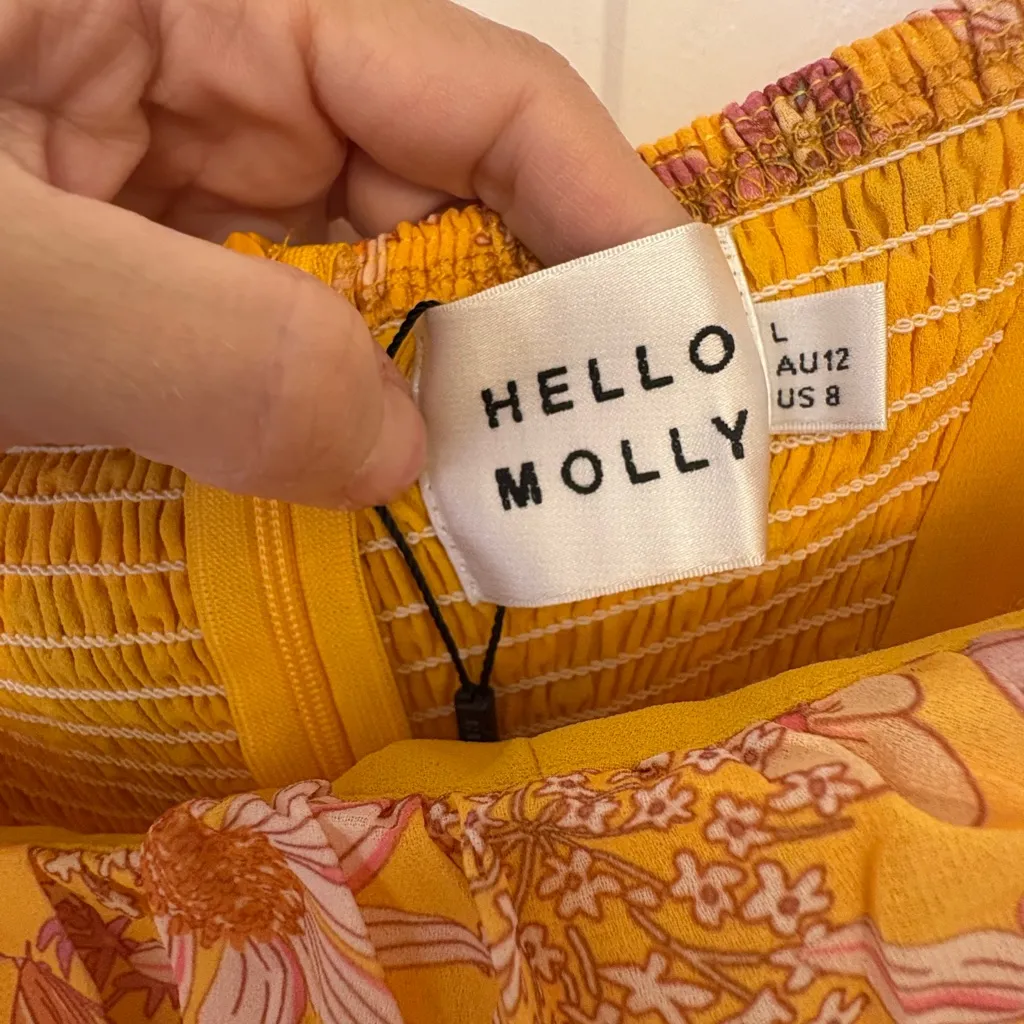 Hello Molly Orange Floral Maxi Dress Tie Strap Boho Vacation Resort NWT Large - Image 5