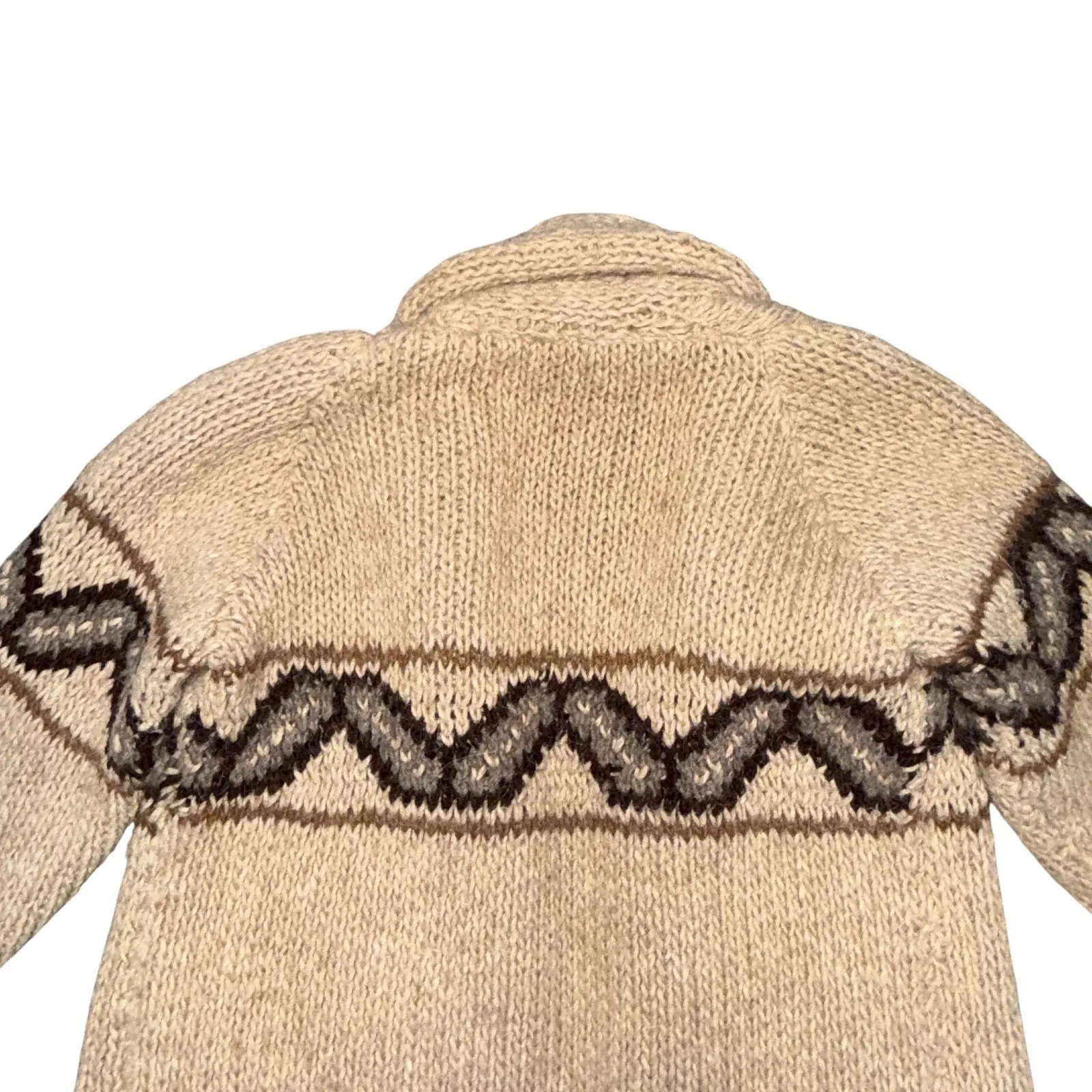 Vintage Handmade 100% Wool Cardigan: Artisanal Warmth and Earthy Style Size L Size L - Image 9