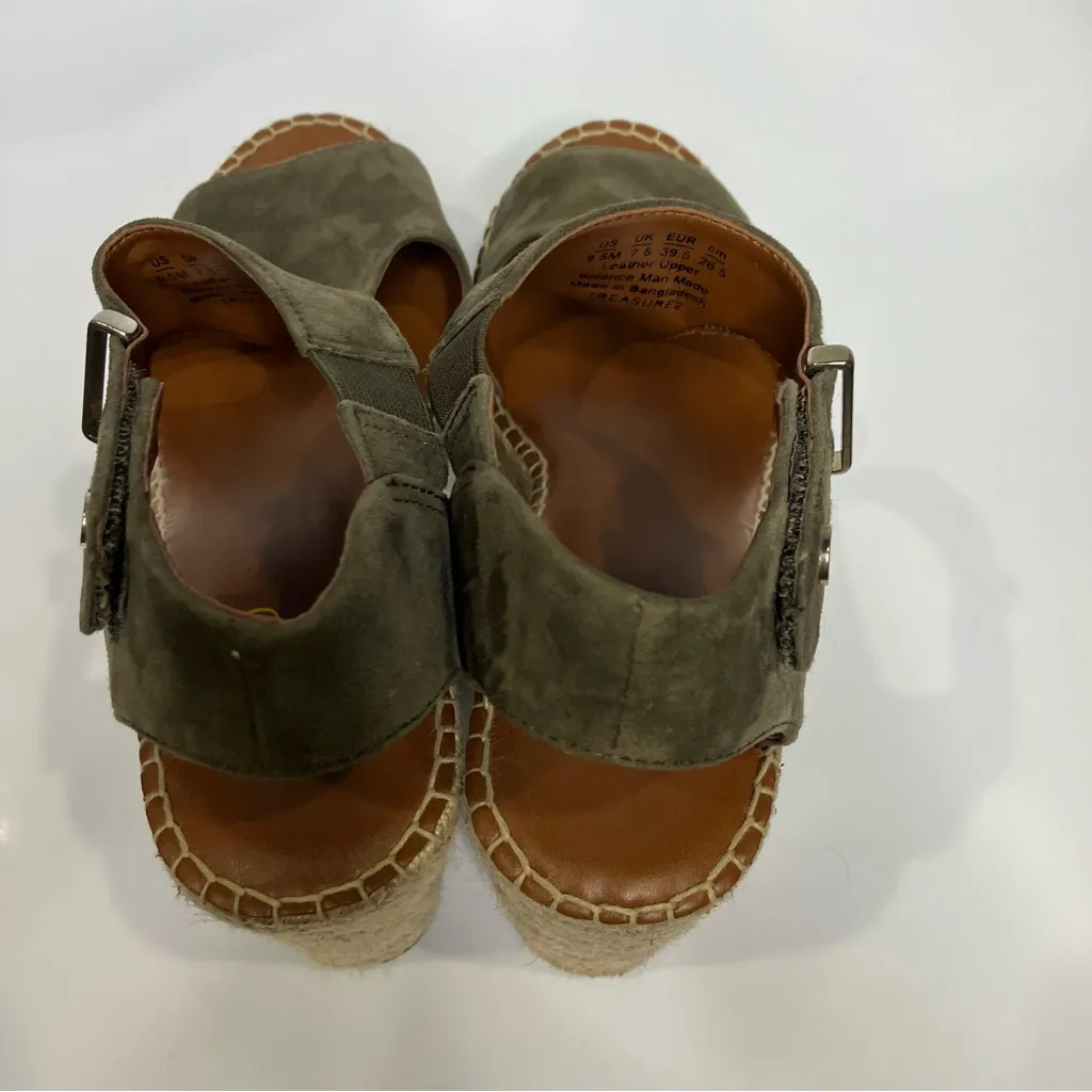 Franco Sarto treasure 2 wedge espadrilles olive‎ green suede womens size 9.5 - Image 6