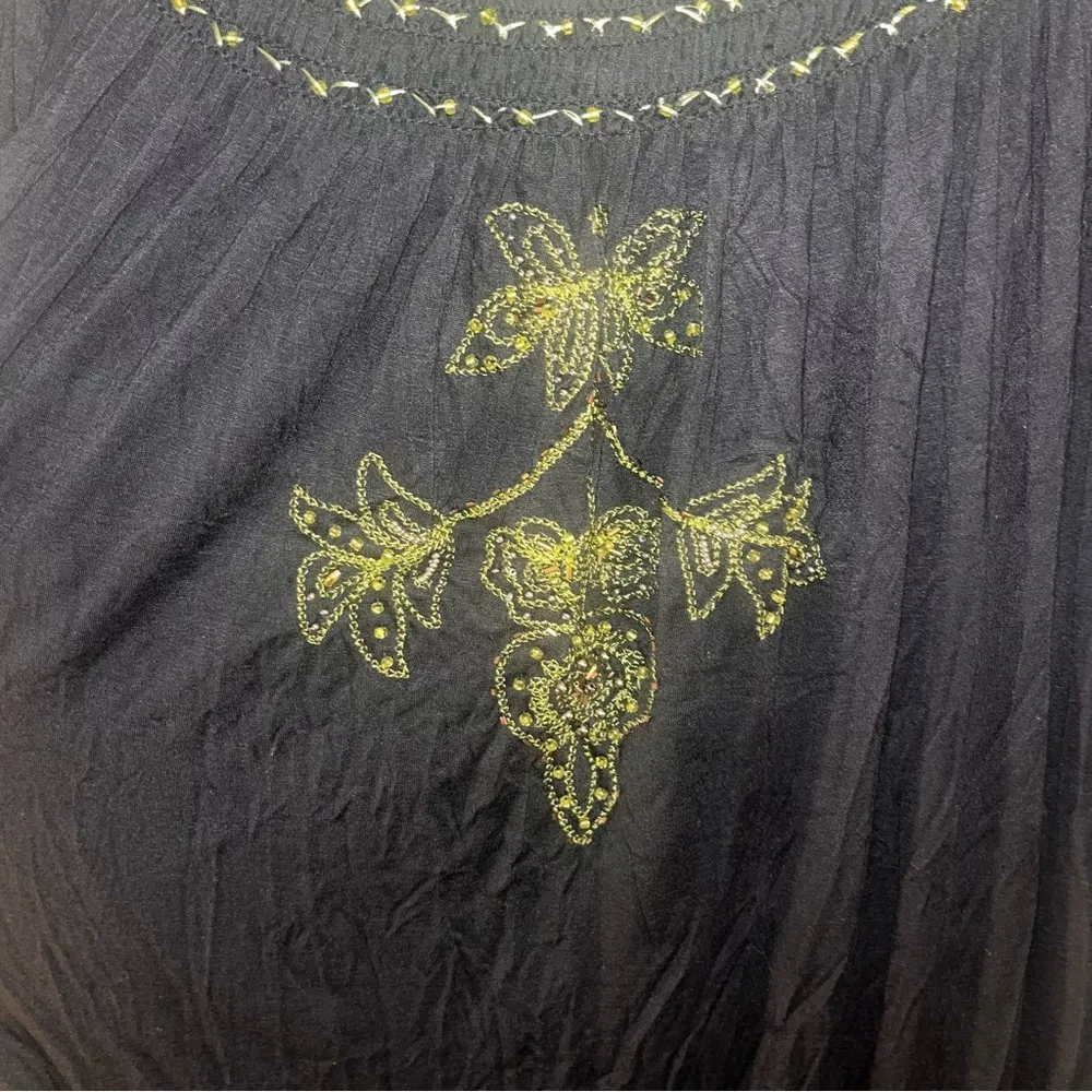 NWT URBAN MANGO Western Black Embroidered Off Shoulder Babydoll Dress Mini M - Image 9