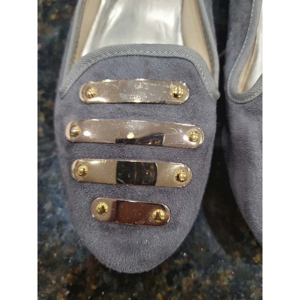 Zigi Soho Ballet Flats Shoes Womens Size 8M Taupe Suede Gold Metal Plate Slip On - Image 7