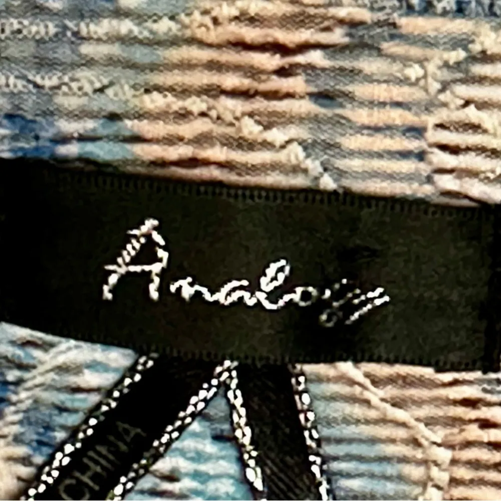 Analogy Women Size XL Button Down Light Jacket Blue Wave Boho Coastal Grandma - Image 7