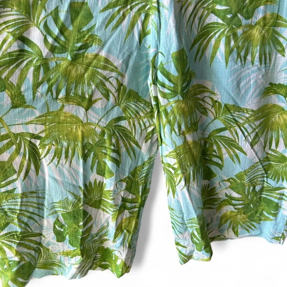 Paradise Palms Linen Capri Pants | Tropical Print | Size XL 🌴☀️ Green - Image 7