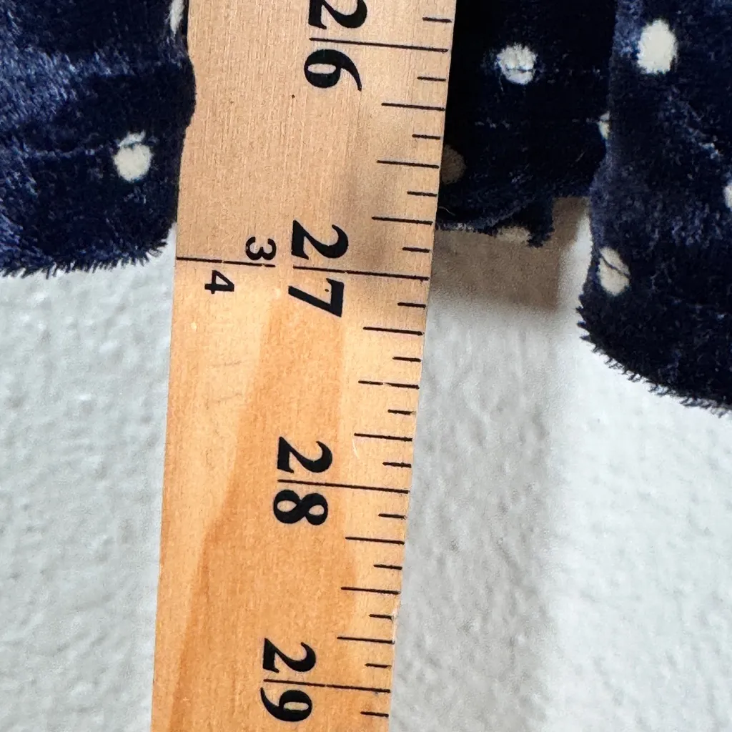 Anne Basket Blue Polka Dot Velvet Peplum Blouse Womens S Fall Boho Babydoll Top - Image 3