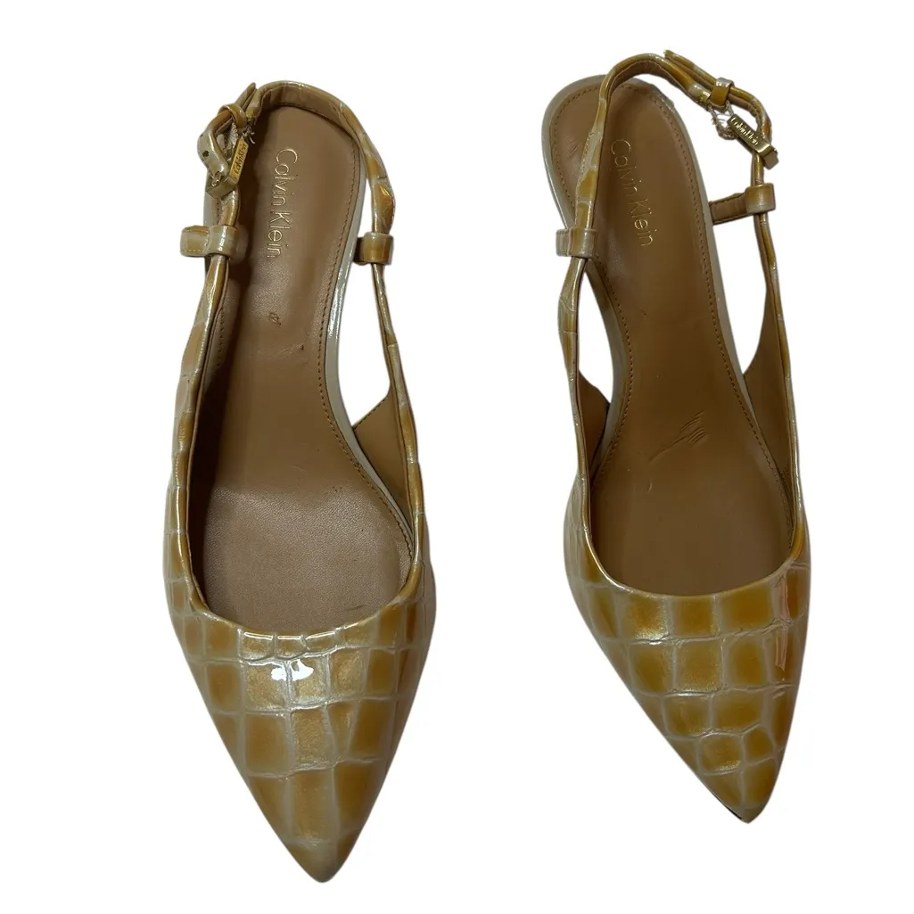 Vintage Calvin Klein Patsi Croc Slingback Low Kitten Heels - Image 2