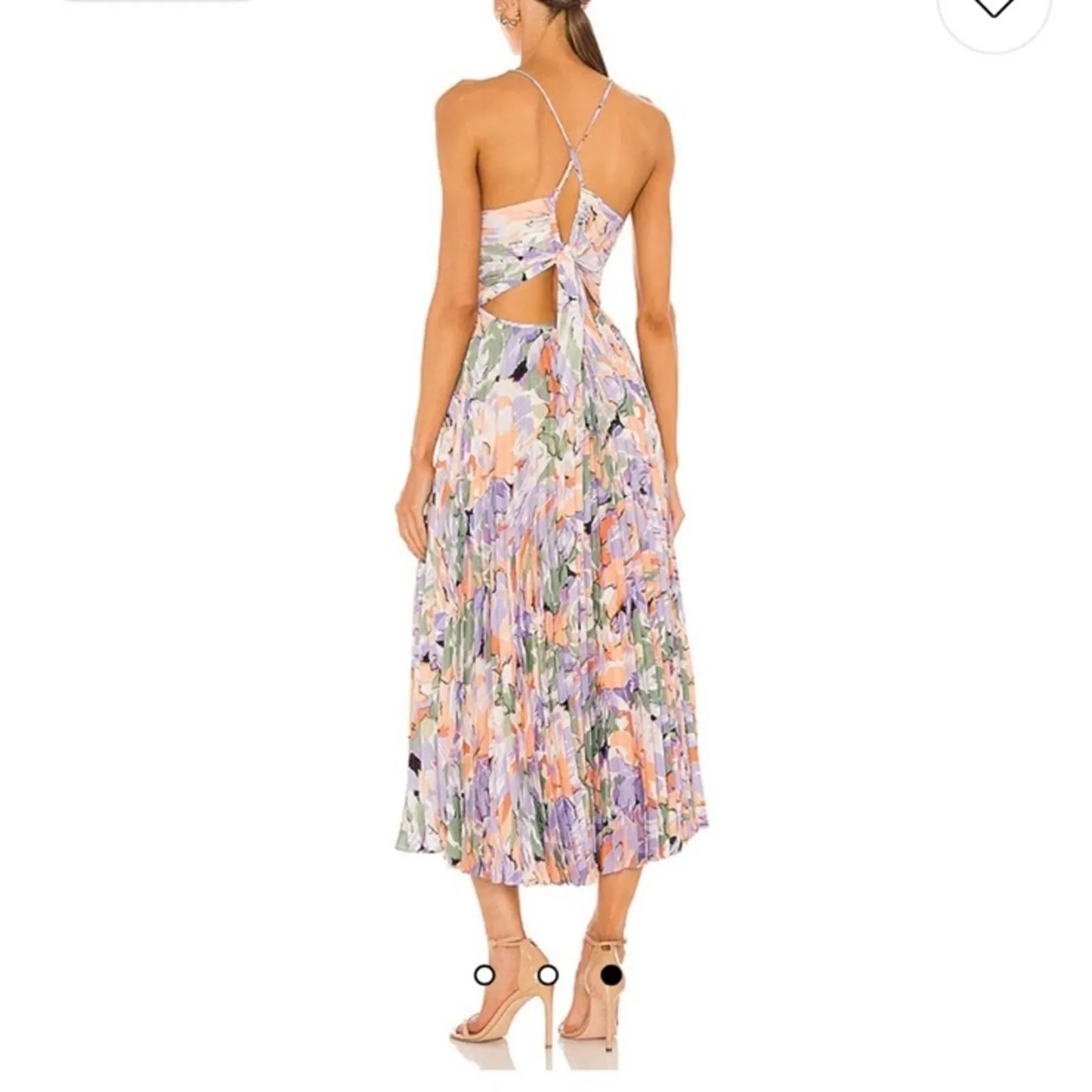 NWT Astr the Label Blythe Plisse Midi Dress Coral Multi Women Size Medium - Image 2