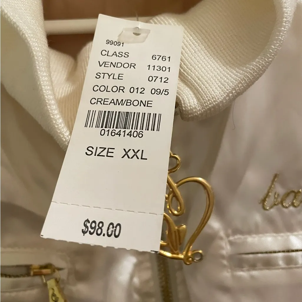 Baby Phat Cream Bomber Jacket Y2K Logo Women’s Zip Pockets Satin XXL NEW NWT - Image 12