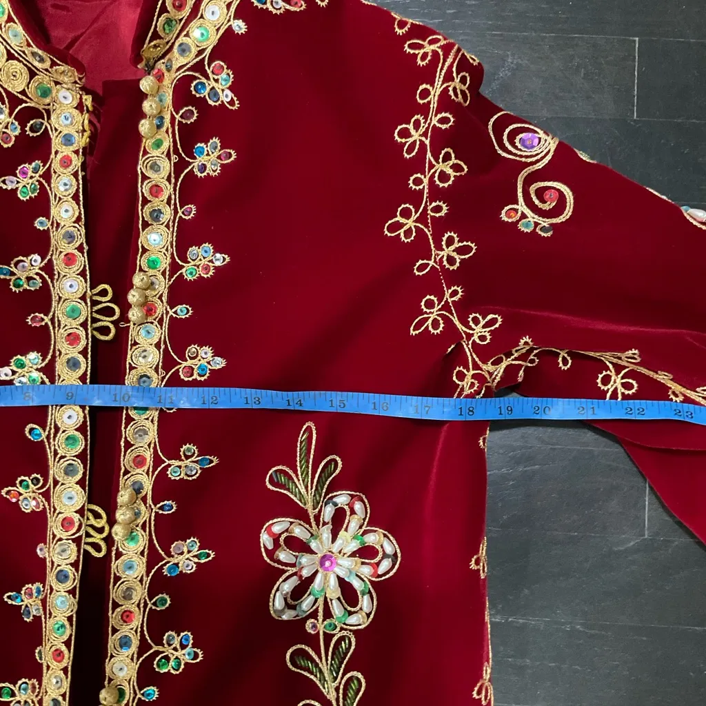 70’s TRADITIONAL KATAF WITH TURKISH MOTIFS BEADED MARAS THREAD BROCADE SULTAN - Image 11