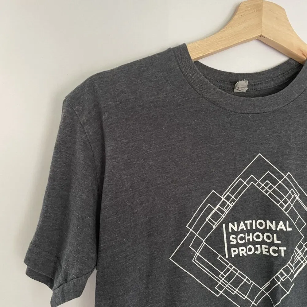 National School Project gray short sleeved cropped top summer casual women's S - Image 4