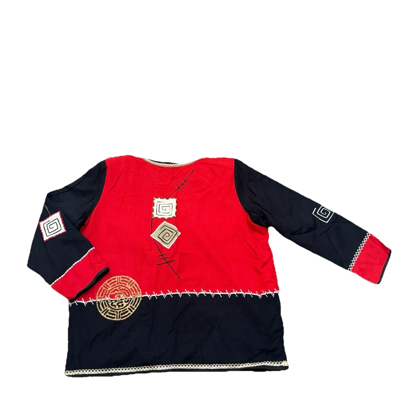 Fashion Bug Women’s Black Red Tan Artist Style Geometric Print Jacket Size 14/16 - Image 7