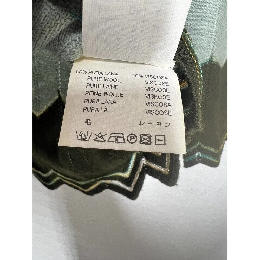 M Missoni Chevron Knit Sweater Size 2 Wool Viscose Brown Blue Cream Italy - Image 5