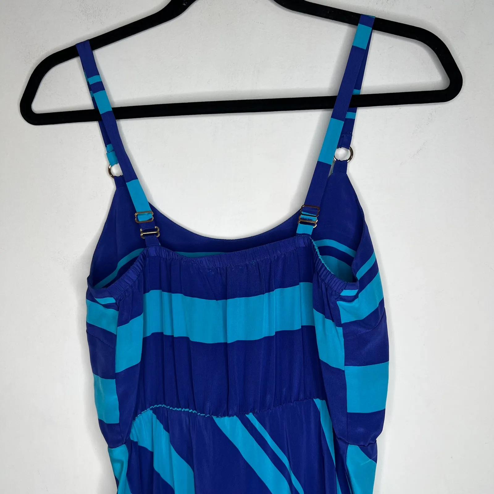 Amanda Uprichard Blue Stripe Silk Slip Mini Dress Size P/XXS - Image 5