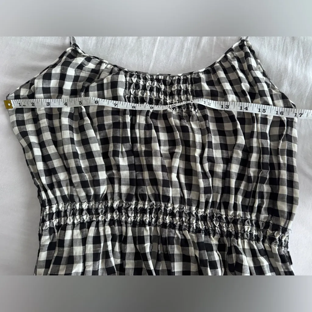Doen NWT Leslie Linen Tie Strap Midi Dress Marilyn Gingham Black White Size M Size M - Image 11