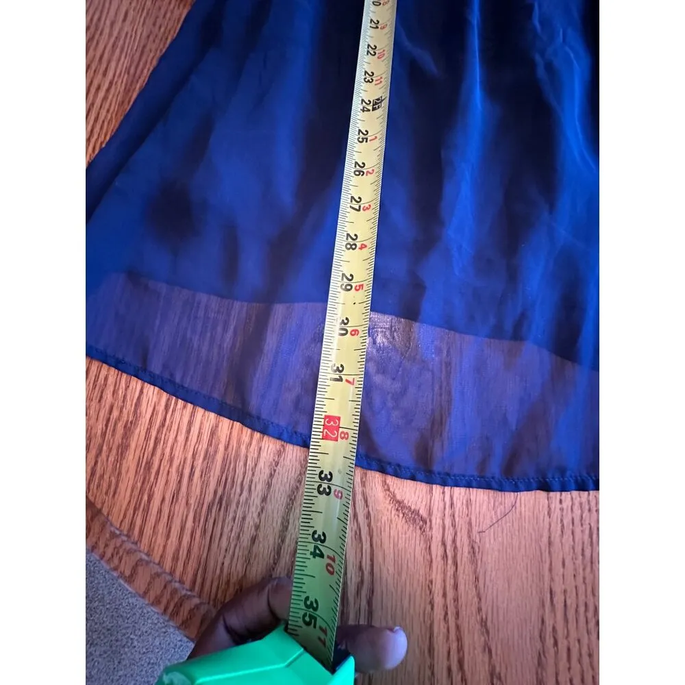 Bailey Blue Navy Cold Shoulder Chiffon & Crochet Dress With Lace Sz 9 Long Sleev - Image 8