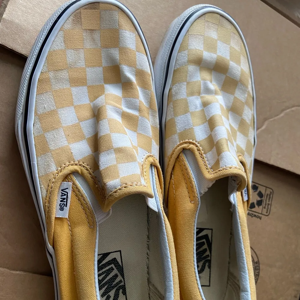 Yellow Checkered Slip On Vans - Image 2