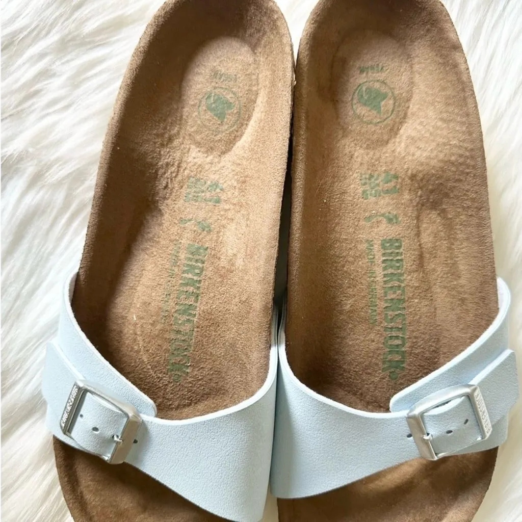 New Birkenstock Retro Madrid Vegan Blue With Silver Buckle Size 10N/41N No Box - Image 7