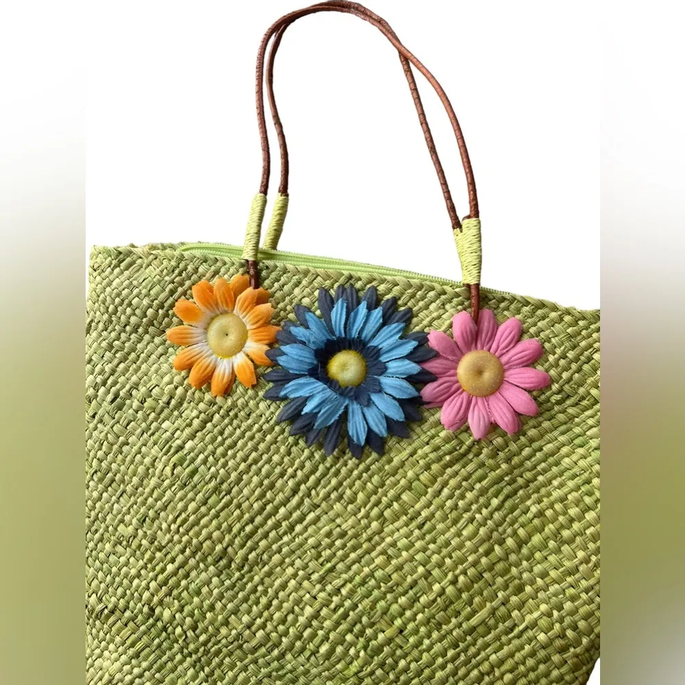 Y2K Floral Straw Purse - Image 2