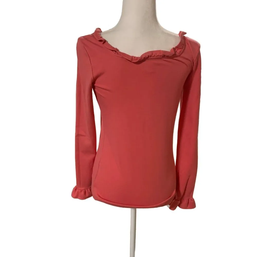 Rachel Parcell | Pink Ruffle Neckline Long Sleeve Pink Blouse Barbie Size Small - Image 7