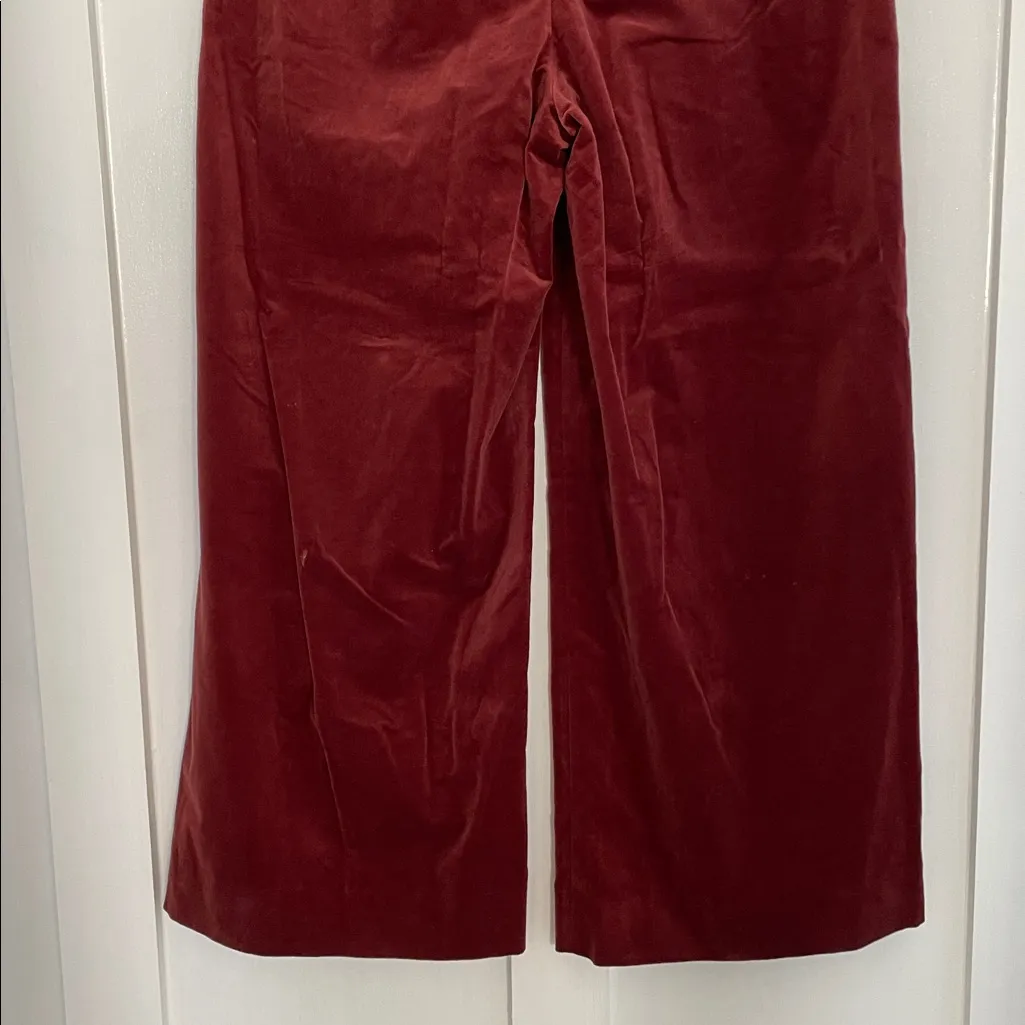 BANANA REPUBLIC Veluro Relaxed High Rise Wide Leg Velvet Pant Cabin Red Size 12S - Image 7