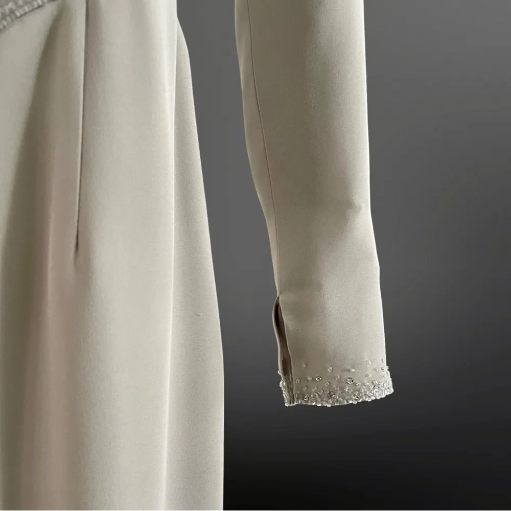 VINTAGE 1990s Stephen Yearick gown & bolero in light silver Size 0P - Image 12