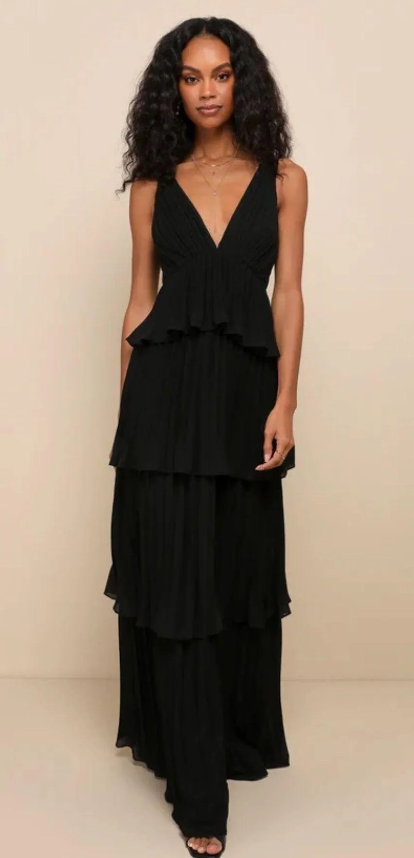 Black Tiered Ruffle Dress  - Image 2