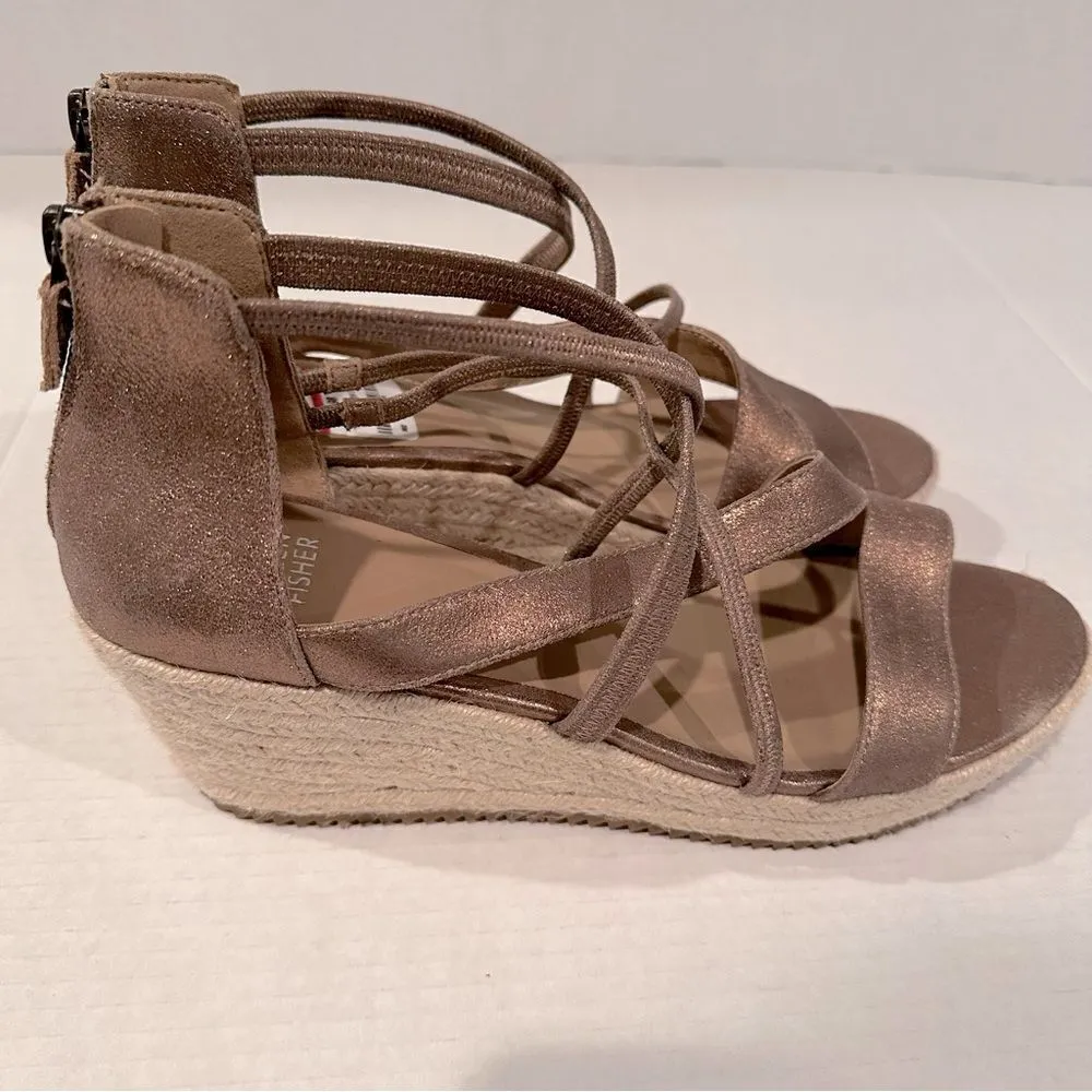Eileen Fisher Wanda Platform‎ Wedge Sandal Women's 10 Metallic Nude Strappy NWOT - Image 6