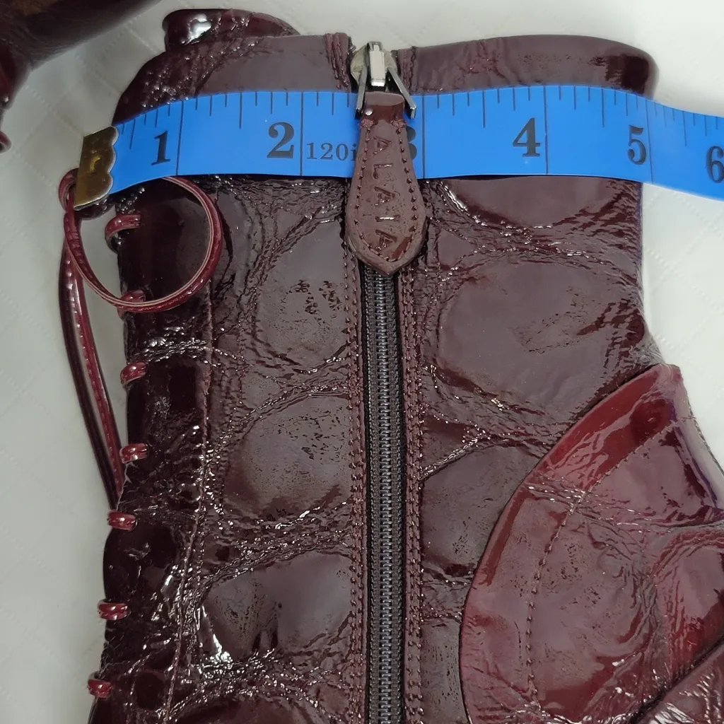 Alaia Calzature Donna Croco Burgundy Patent Leather Ankle Wedge Boots Size 37.5 Red - Image 6