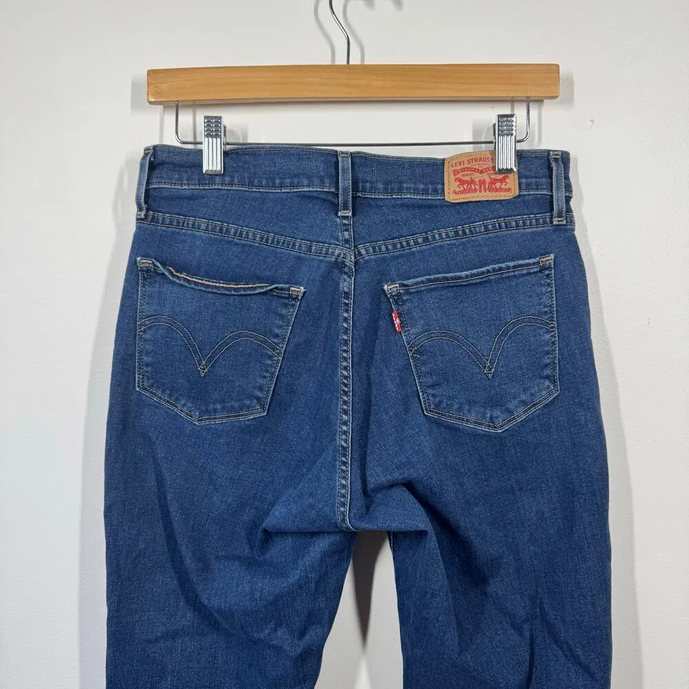 Levi Curvy Bootcut Jeans Women 29 Blue Dark Wash Western Boho Festival Concert - Image 4