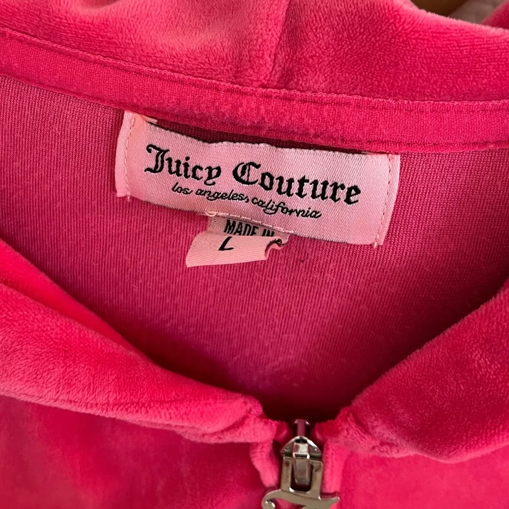 Juicy Couture 2PC Hot Pink Big Bling Velour Track Suit Large Y2K - Image 10