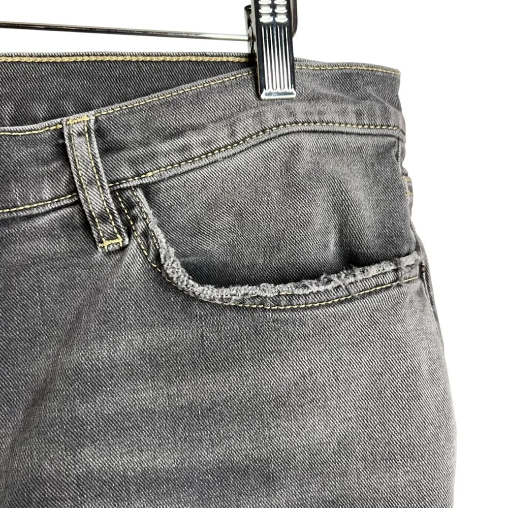 Current/Elliott Sample Gray Mid Rise Raw Step Hem Cropped Distressed Jeans - Image 7