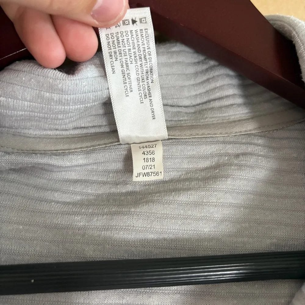 90 degrees Athletic Active Size Medium Gray Ribbed Zip Up Hooded Sweatshirt - Image 8