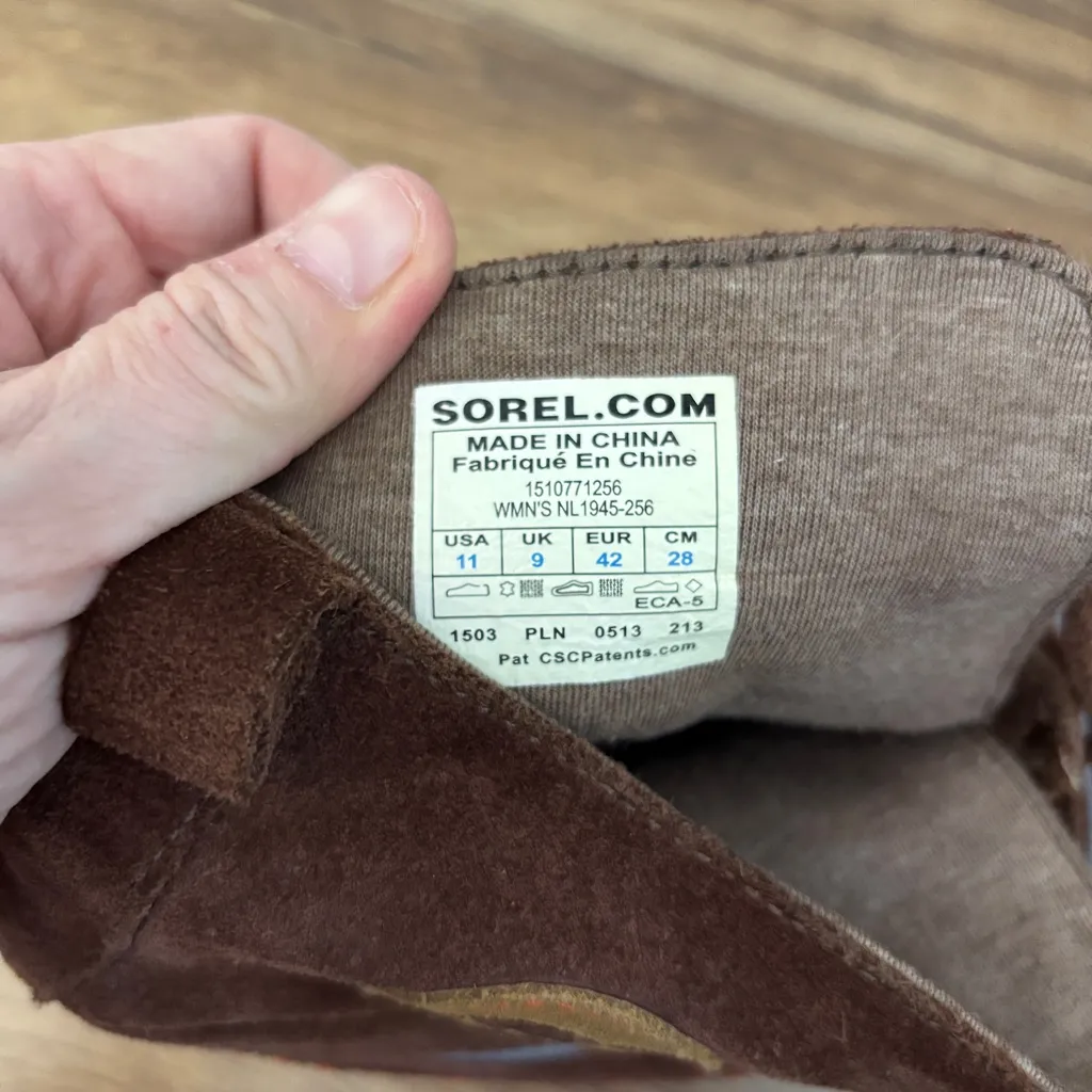 Sorel Joplin Suede Leather Lace Up Moccasin Winter Ankle Boots Brown - Image 2