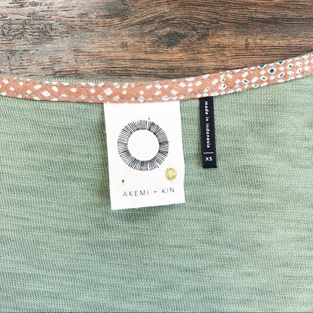 Akemi + Kin • Anthropologie Hanselle cocoon dress shift green linen paneled silk - Image 5