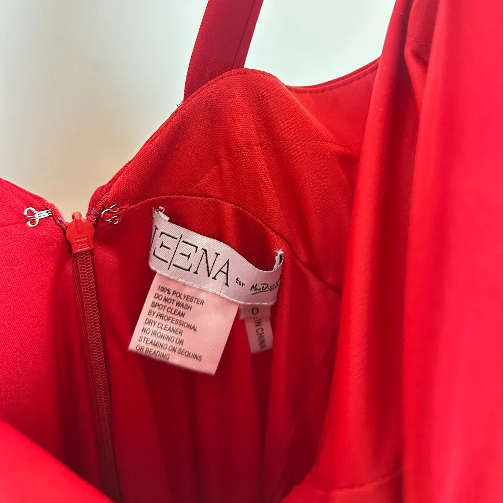 MAC DUGGAL Plunge Neck High Slit Gown in Red Size US 0 - Image 5