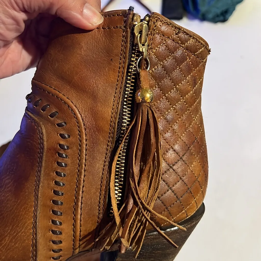 Cuadra Brown Leather Ankle Boots with tassel 9.5 - Image 15