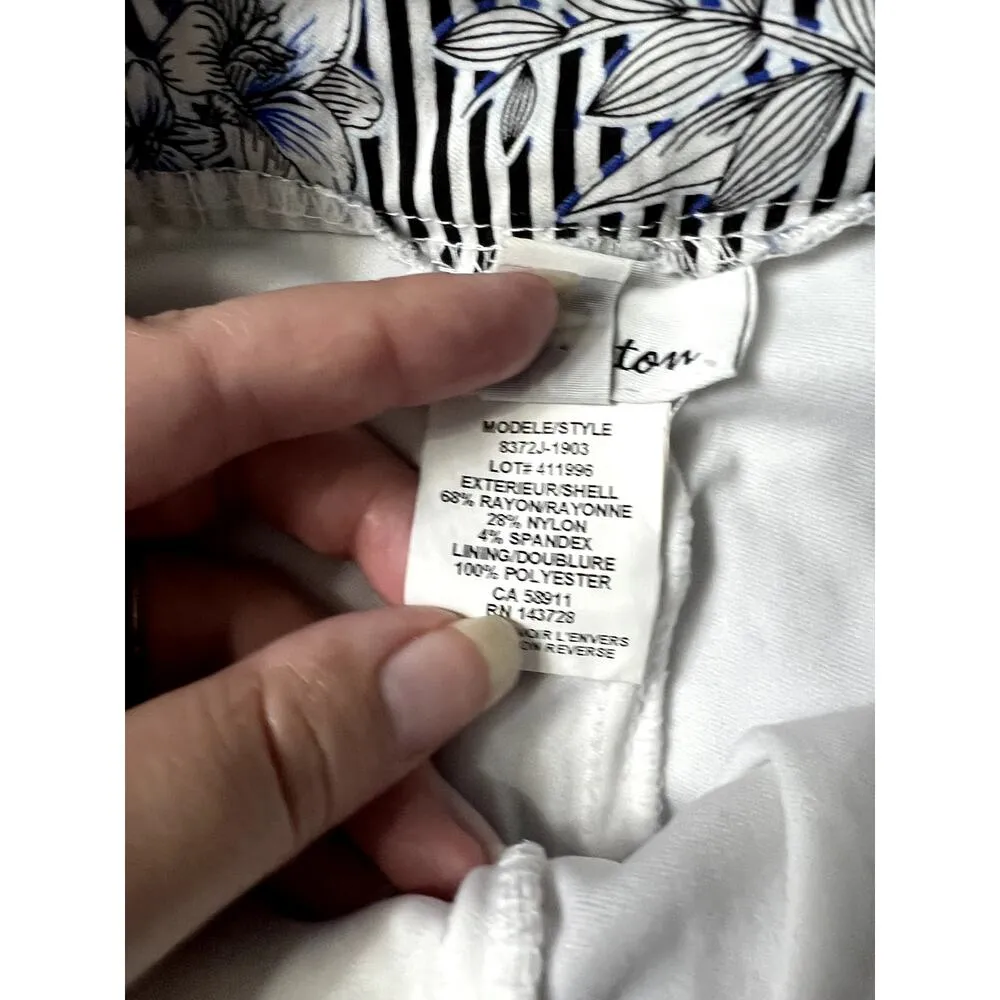 EUC Patchington Striped Hawaiian Floral Skort Coastal Grandma Nautical Size 14 Black - Image 8