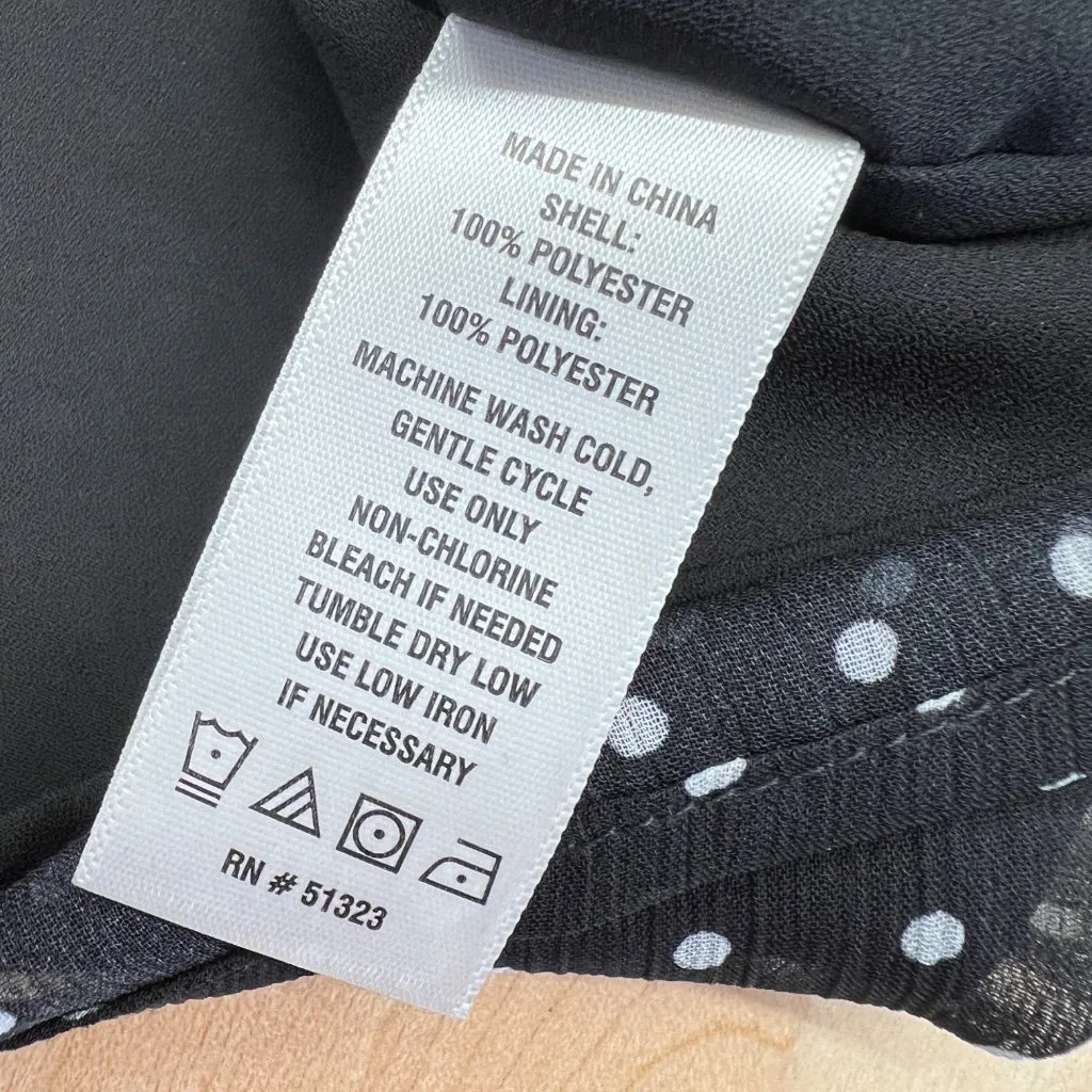 CeCe  Black White Polka Dot Blouse Flutter Sleeve Size Medium - Image 10