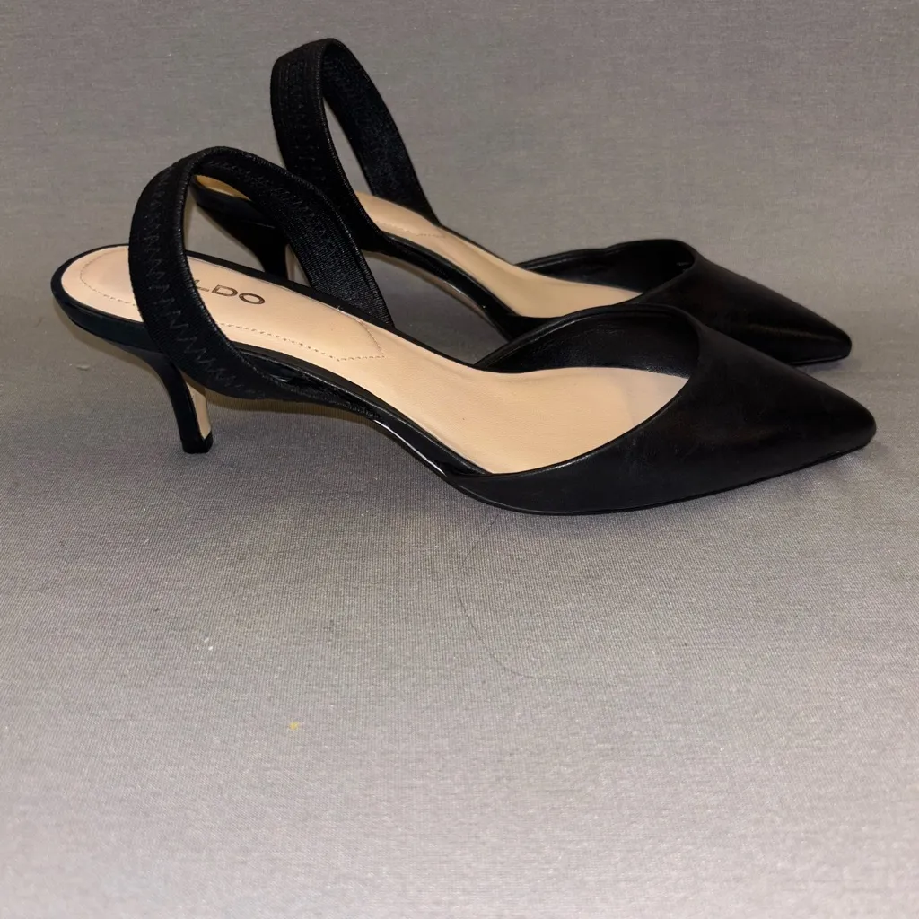 ALDO Black Pointed Toe Heels slingback size 6 women’s party cocktails work girly - Image 2