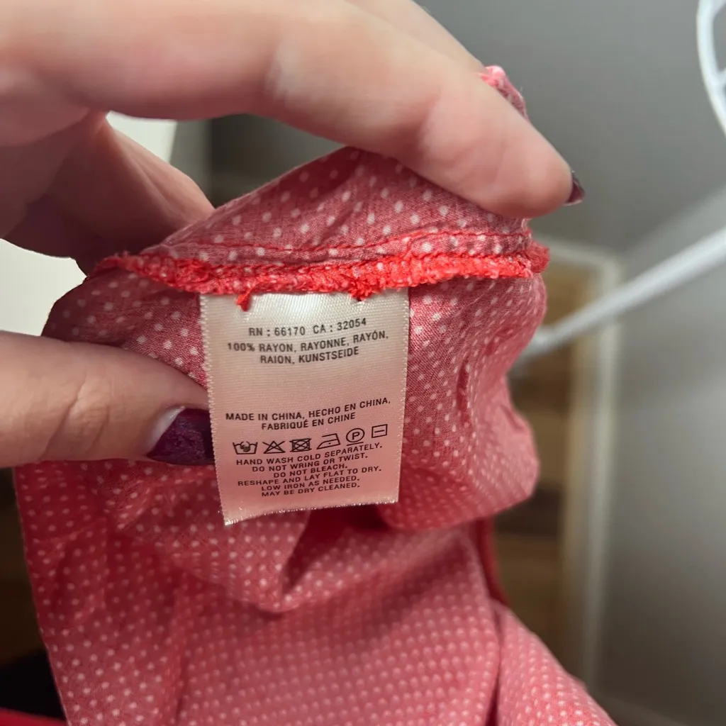 Anthropologie Maeve Matilda Red White Polkadot Print Button Top Shirt Size XL - Image 8