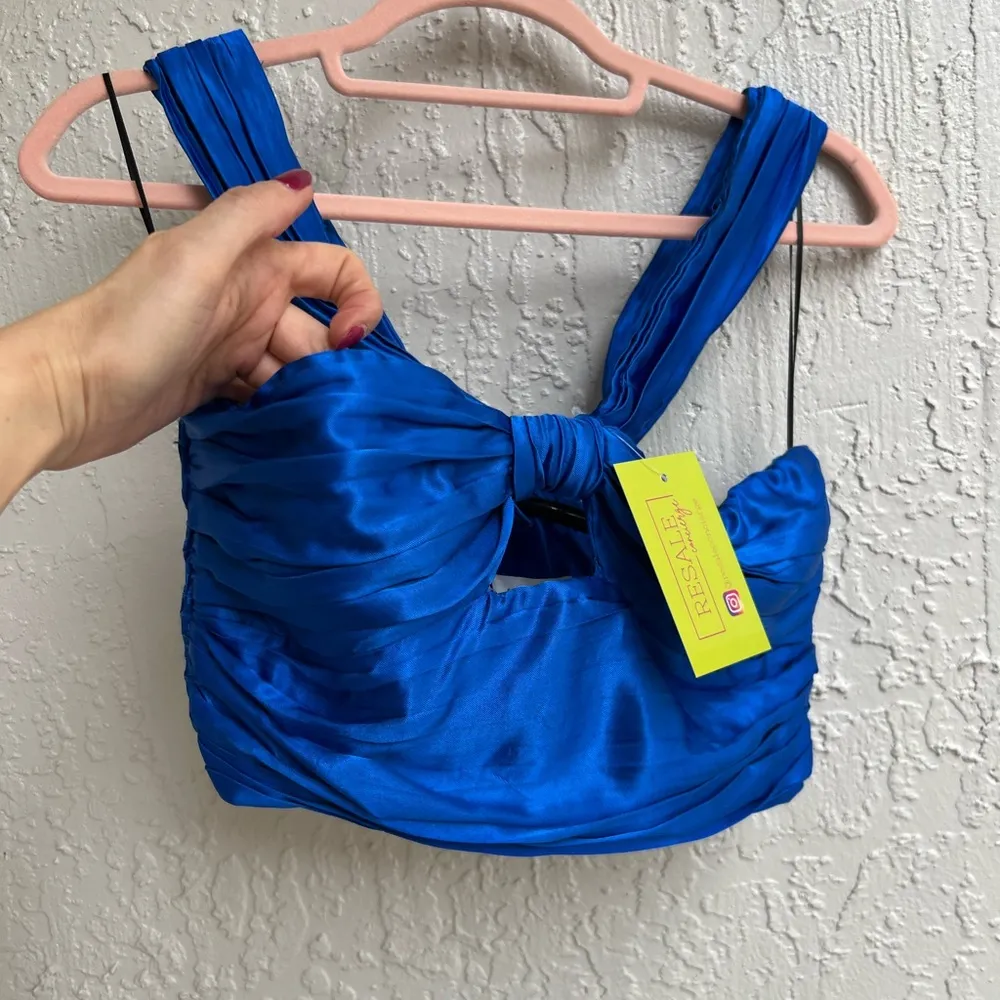 blue satin crop top XS - Image 3