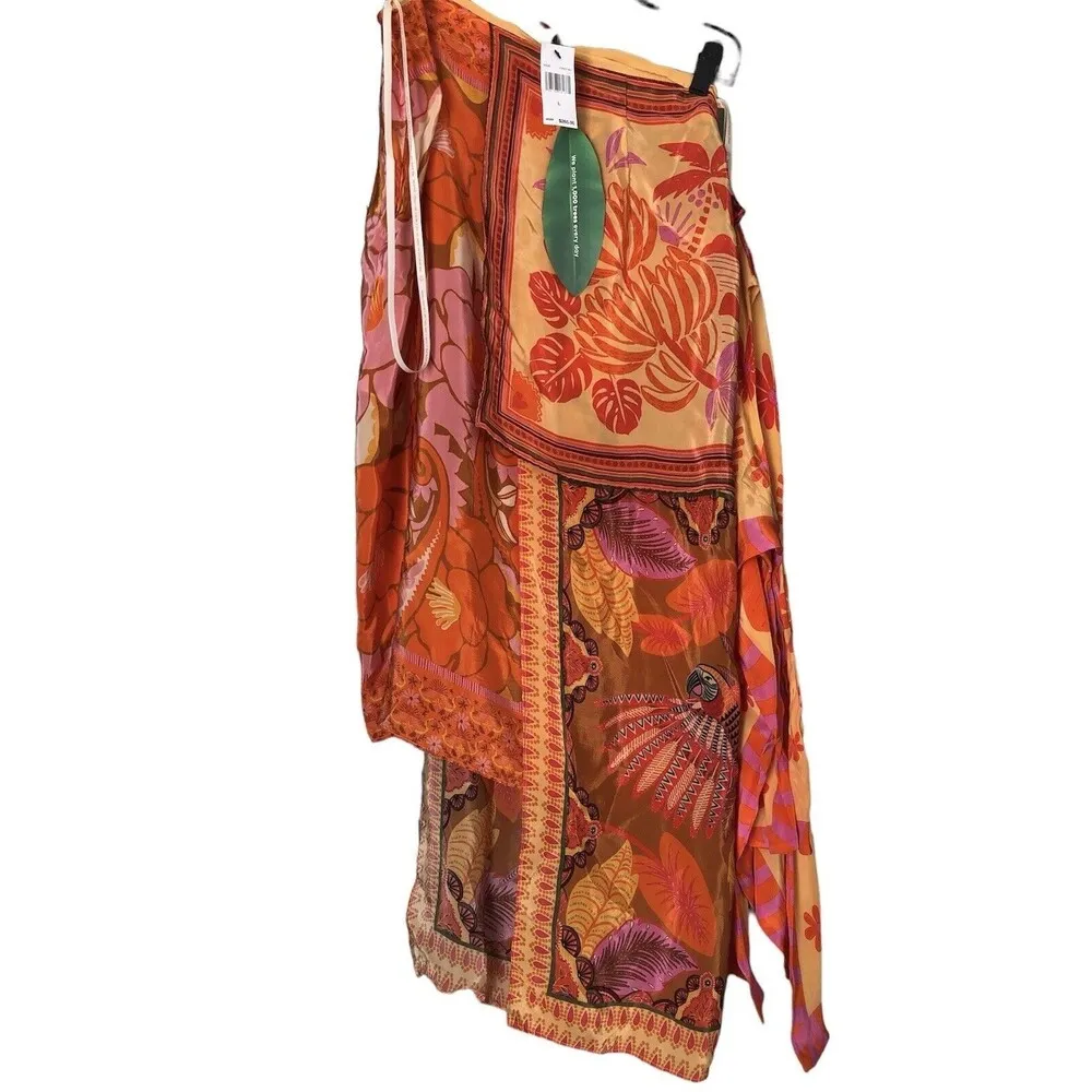 Farm Rio Forest Mixed Scarves Midi Dress Sz Large New - Image 7