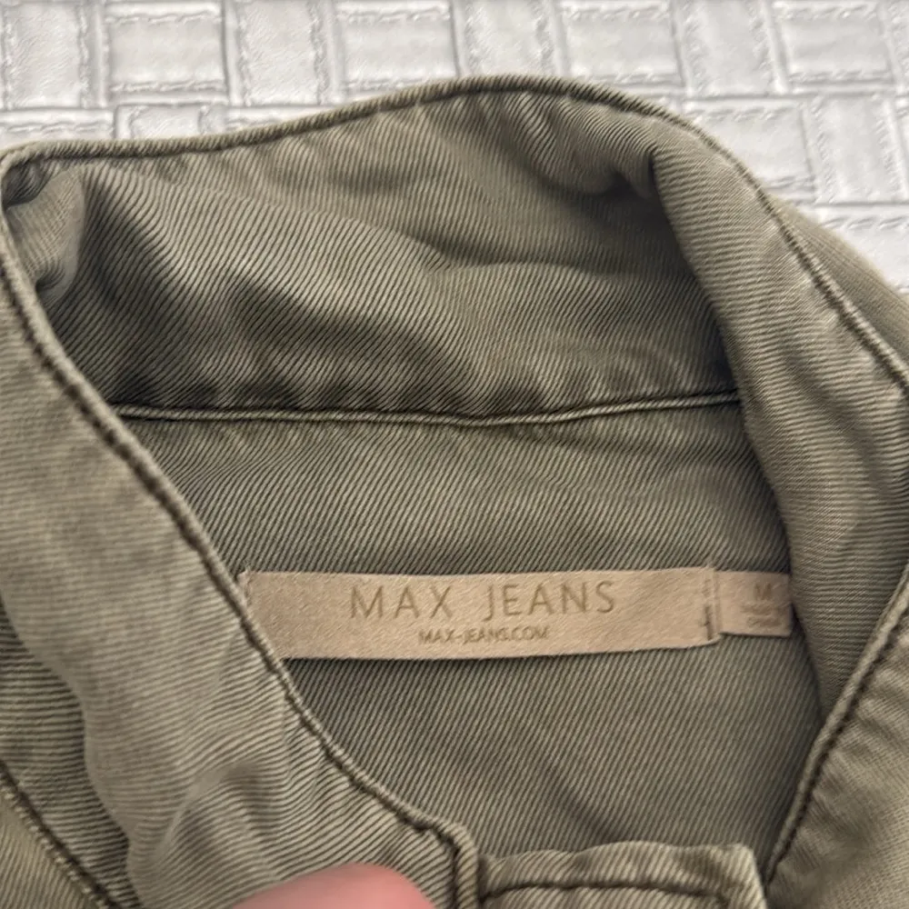 Max Jeans Tencel Military Utility Jacket Olive Green Size medium - Image 8