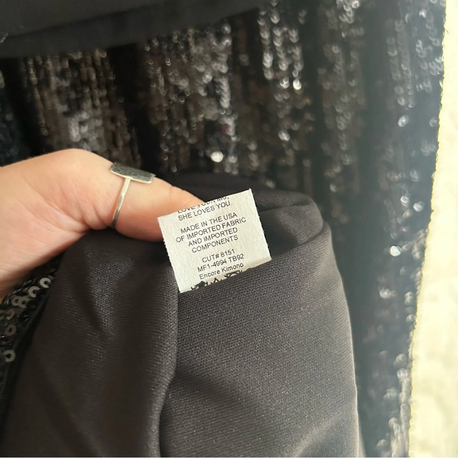 Show Me Your Mumu Sequins Encore Kimono Black‎ Midnight Glitz  Wrap Dress NWT XS - Image 7