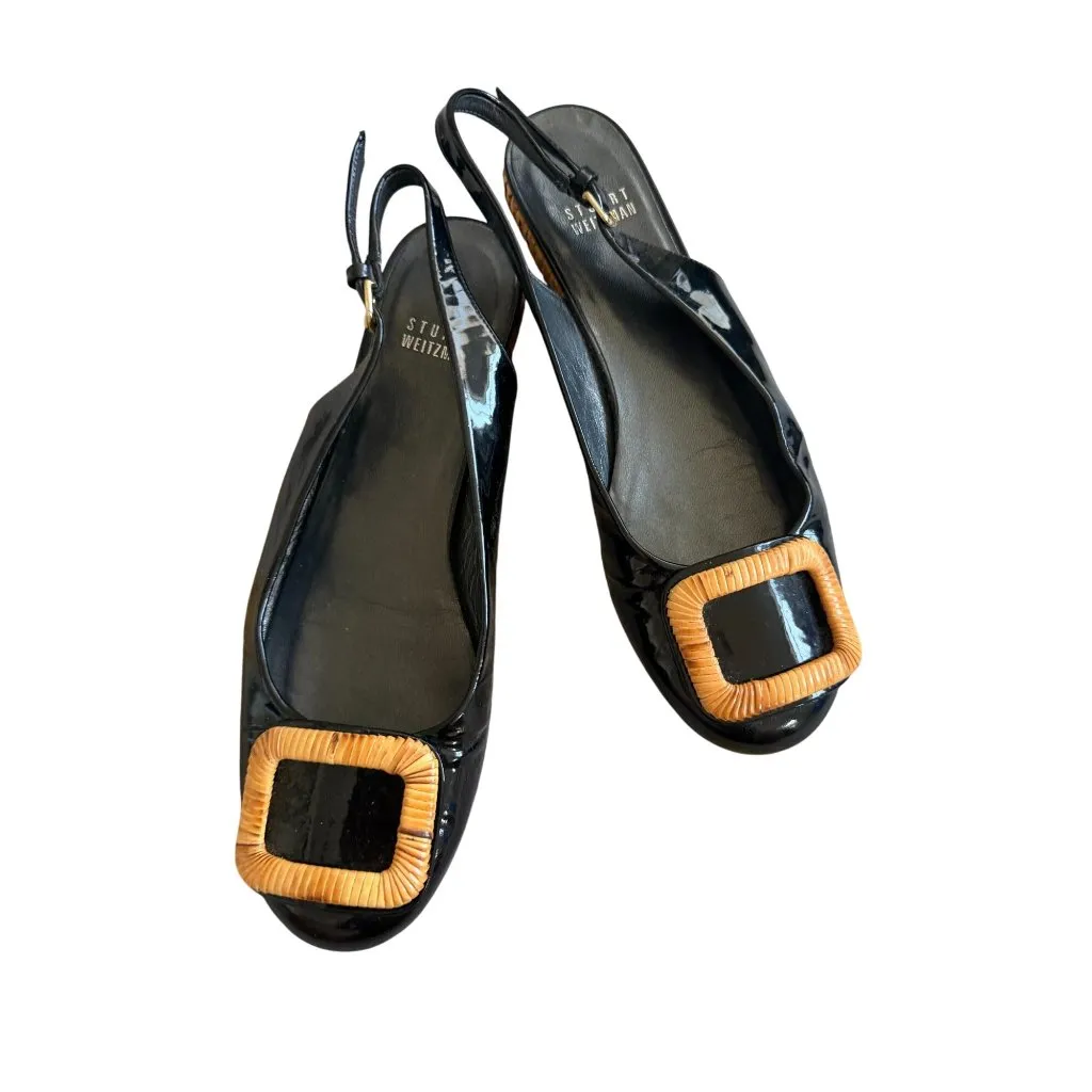 STUART WEITZMAN Black Patent Leather Slingbacks Sandals Size 8 - Image 9