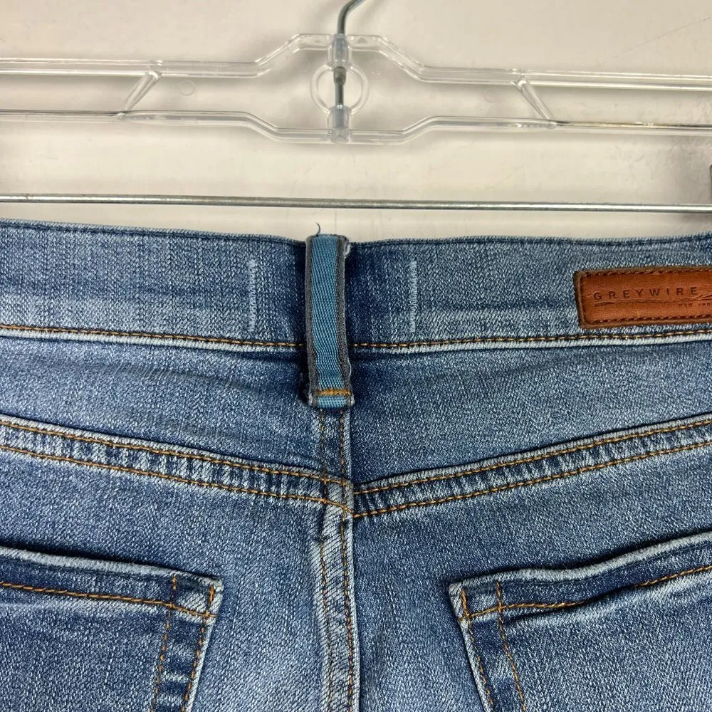 Greywire Distressed Flare Jeans Raw Hem Medium Wash Size 24 EUC D2363 Blue - Image 16