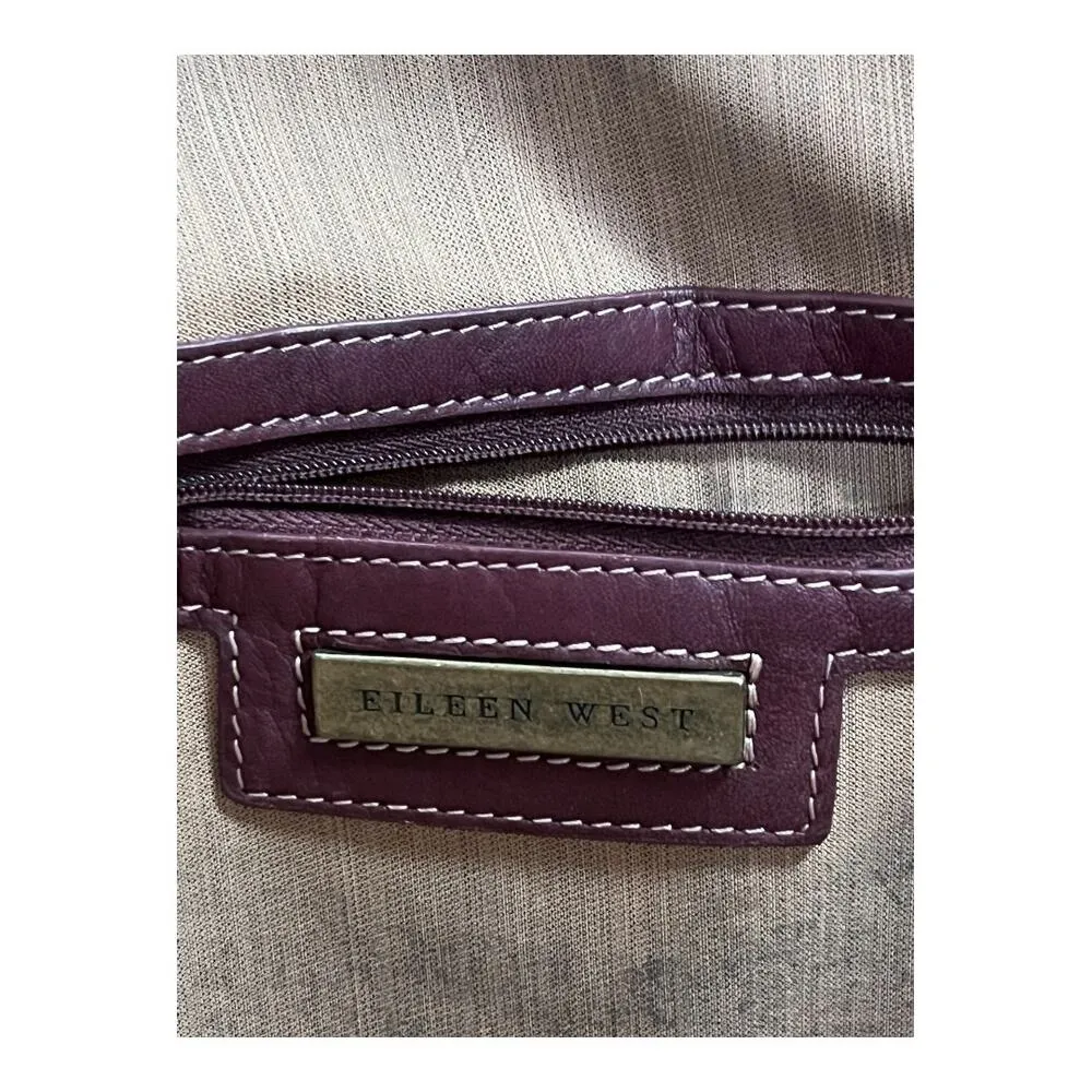 Eileen West Quality LEATHER LARGE Hobo w Accent Stitching Vintage Western Boho Brown - Image 7