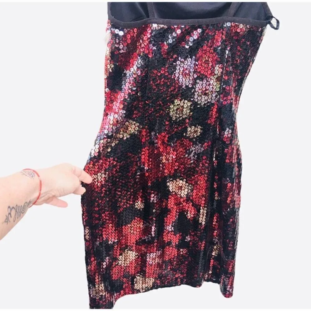 Express Red Black Sequins Body Con Mini Dress size 1/2 - Image 4